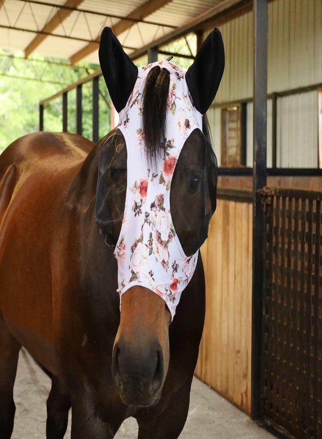 Jeffers Expression Lycra Horse Fly Mask - Full Size, Rose Garden - Lightweight Stretch Horse Mask with Mesh Eyes & Ears, Breathable Lycra Fly Mask for Horses, Equine Summer Apparel & Gear - Image 1